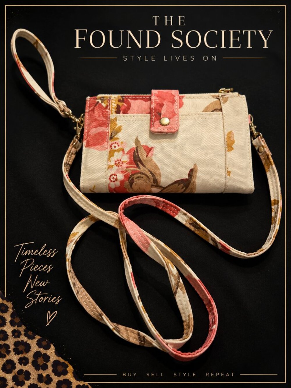 Floral Convertible Crossbody Wristlet Wallet Organizer